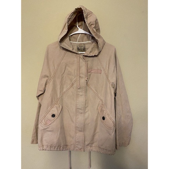 Ruff Hewn Woman’s jacket cargo Pockets Dusty Pink Canvas Button Up Coat Sz M - Picture 4 of 7